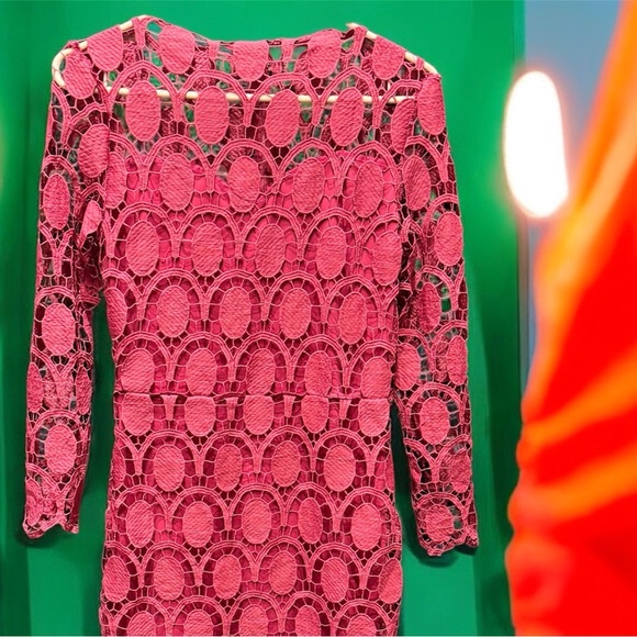 SHEIN Pink Long Sleeve Lace Dress MEDIUM pit to pit 16in length 43in - Picture 4 of 5